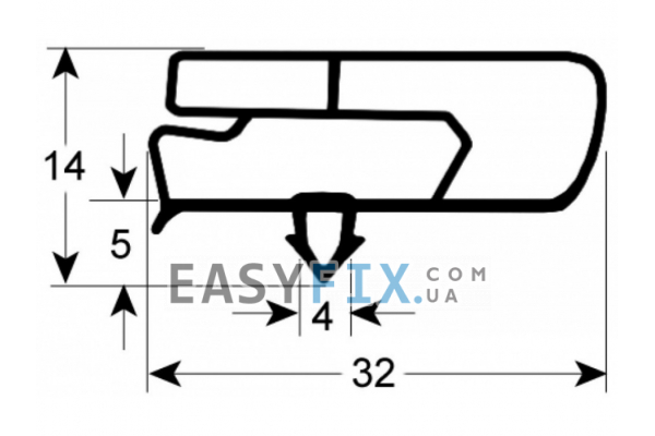 Ущільнення дверей резинка для холодильної шафи Fagor AEP, AFN, AFF серії 618x1500мм. проф.9797